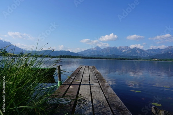 Obraz Hopfen, Wassersteg mit Boot