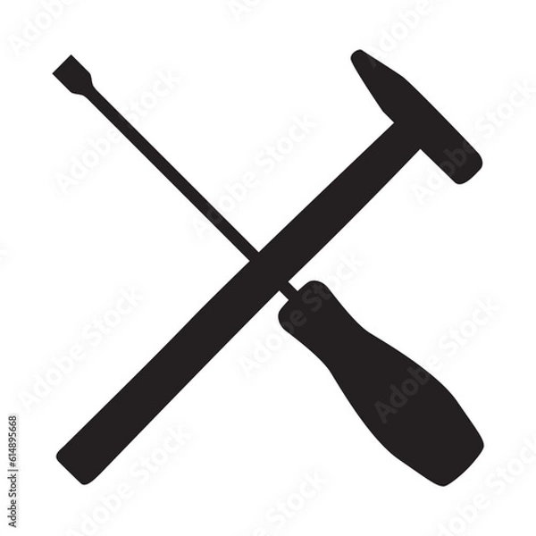 Obraz crossed screwdriver and hammer