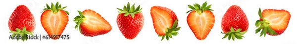 Fototapeta Large collection of fresh strawberries isolated on white background