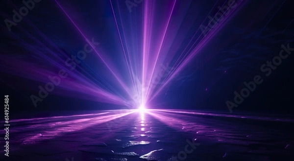 Obraz Abstract purple energy lines triangles magical bright glowing futuristic hitech background. Ultraviolet rays. Realistic 3D illustration. Generative AI
