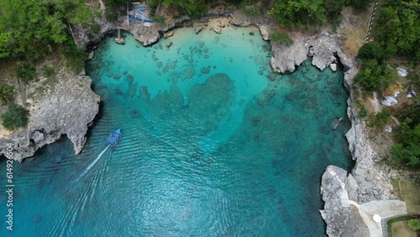 Fototapeta Natural pool in Rio San Juan, Dominican Republic. Aerial drone photo.