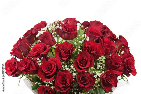 Fototapeta Flower bouquet from red roses isolated on white background.