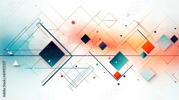 Fototapeta Scientific future technology. Abstract geometric for business presentation. flyer, poster, network technology communication background, Generative AI illustration