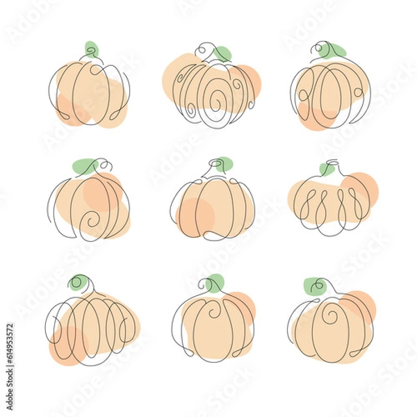 Obraz Pumpkin Single Line Illustration Style
