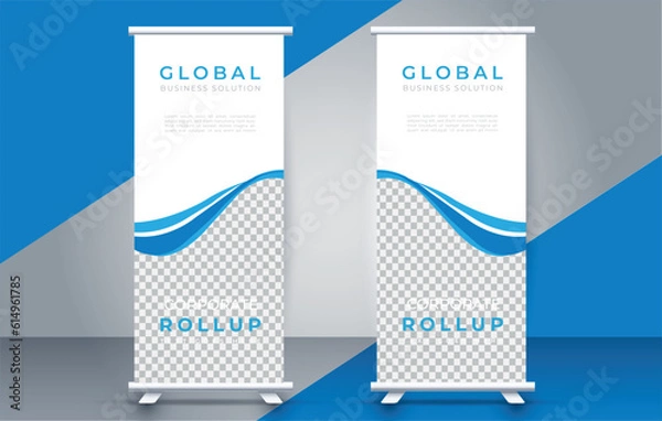 Fototapeta Modern roll up banner design template. flyer. pull up. presentation. brochure. poster. advertisement. print media