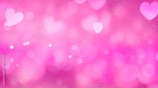 Fototapeta pink bokeh background, pink heart-shaped bokeh background, pink valentine background. Generative AI