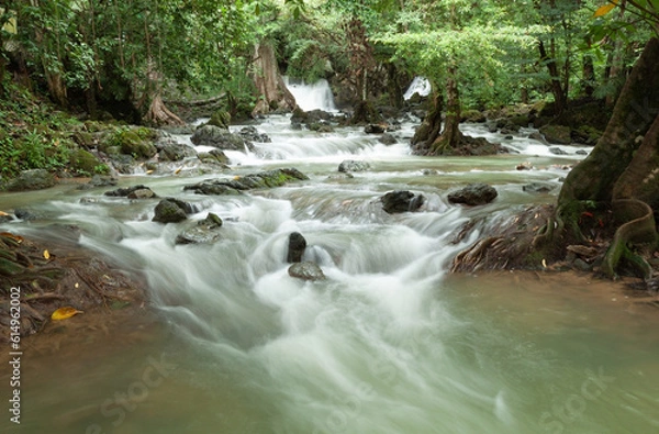 Fototapeta waterfall in the forest nature travel