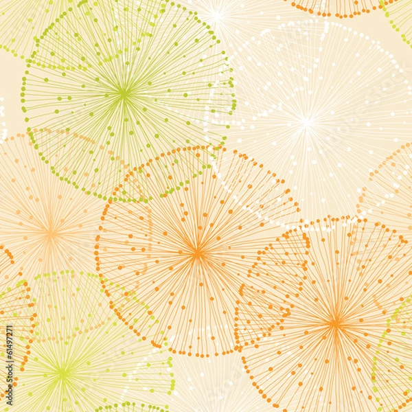 Obraz Orange Seamless Pattern with Dandelions