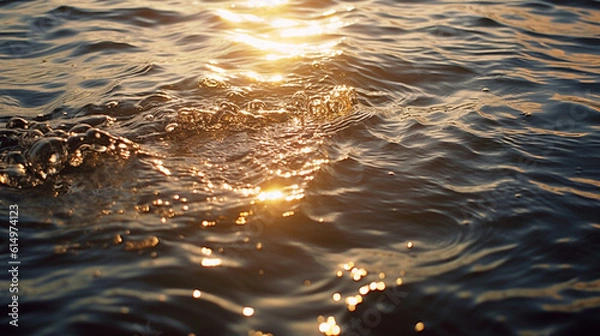 Fototapeta ocean waves with sunlight reflex on the surface of sea water  when sunset or sunrises. background nature landscape collection of beautiful nature theme