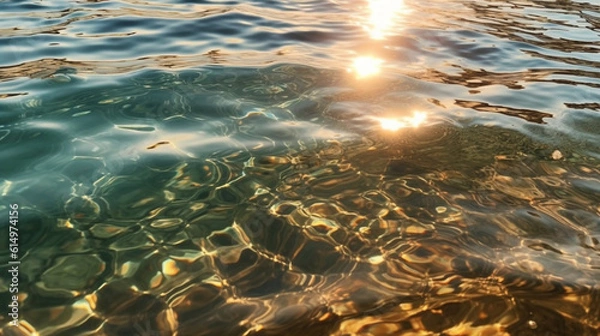 Fototapeta ocean waves with sunlight reflex on the surface of sea water  when sunset or sunrises. background nature landscape collection of beautiful nature theme