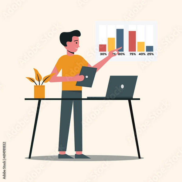Obraz Business grow flat illustration concept art