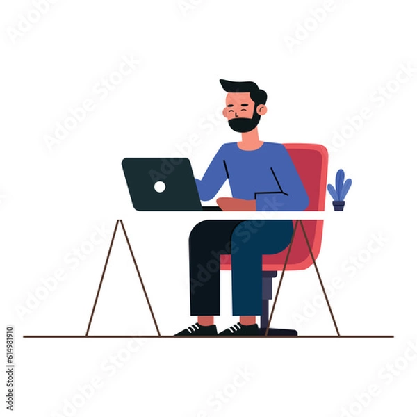 Obraz Working at desk illustration 