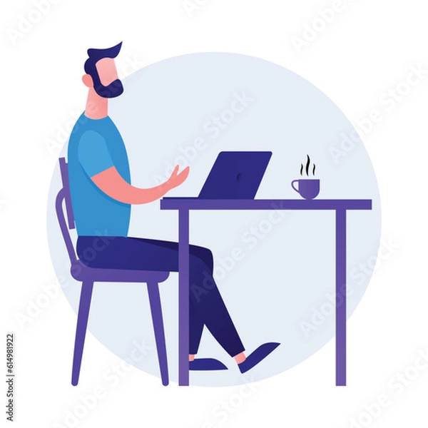 Obraz Working at desk illustration