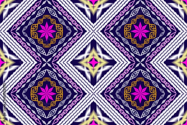 Obraz Ethnic Figure aztec embroidery style. Geometric ikat oriental traditional art pattern.Design for ethnic background,wallpaper,fashion,clothing,wrapping,fabric,element,sarong,graphic,vector illustration