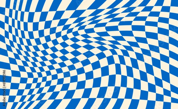 Fototapeta Distorted checkered blue background