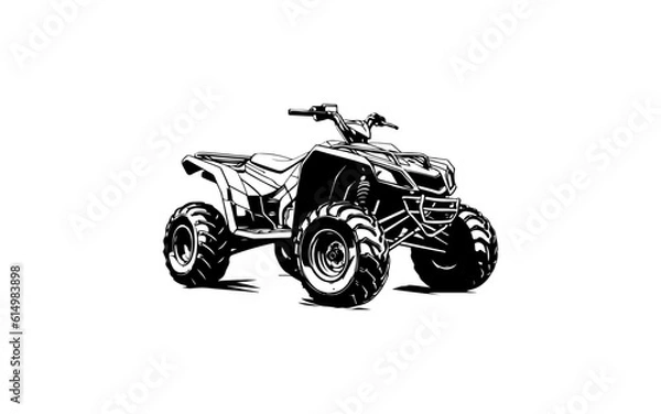 Fototapeta atv or quad bike shape isolated illustration with black and white style for template.