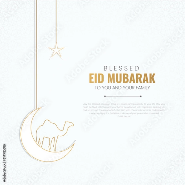 Obraz Eid Mubarak Greeting card ( Happy Eid Adha). Eid Mubarak theme. Vector illustration.