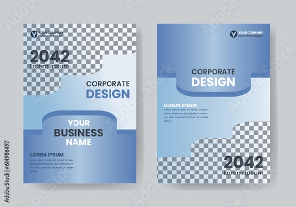 Obraz City Background Business Book Cover Design Template. Corporate business annual report, catalog, magazine, business proposal, flyer mockup. Creative modern bright concept circle round shape