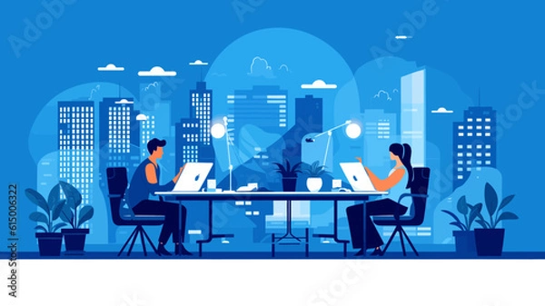 Fototapeta Business Concept illustrations. Collection of scenes with men and women taking part in business activities. Vector illustration.