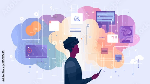 Fototapeta Large-scale language model AI concept vector illustration.