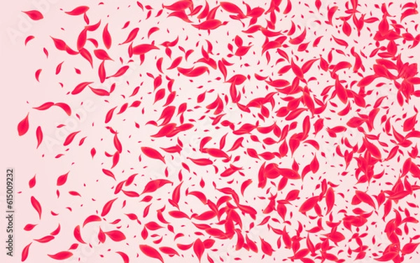 Fototapeta Red Flower Vector Pink Background. Fall Cherry
