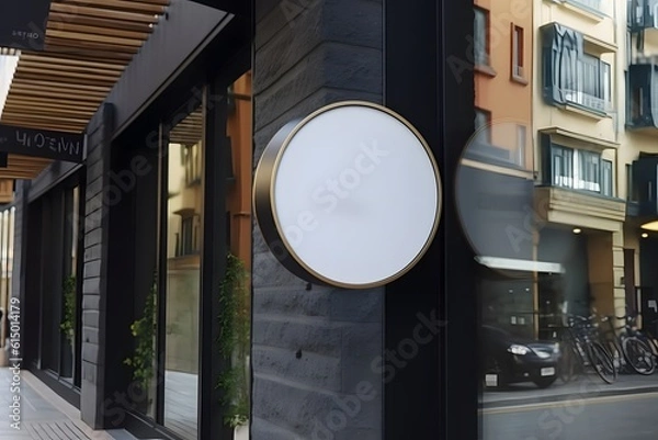 Fototapeta A circular signboard white plain mock up