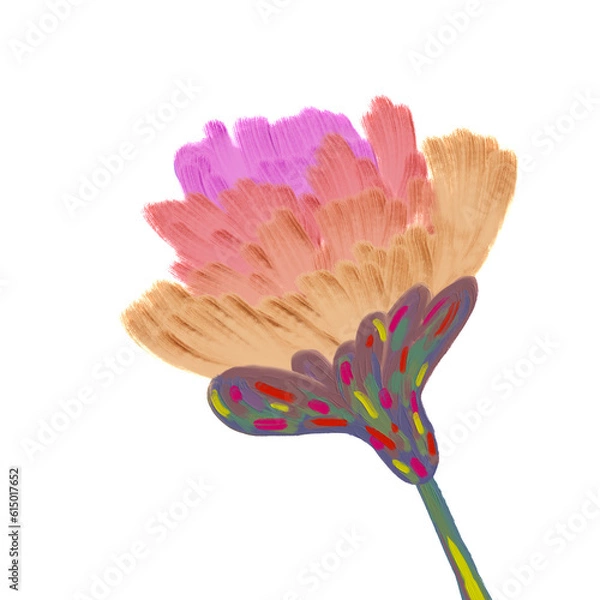 Obraz colorful flower draw with oil brush texture in hot tone