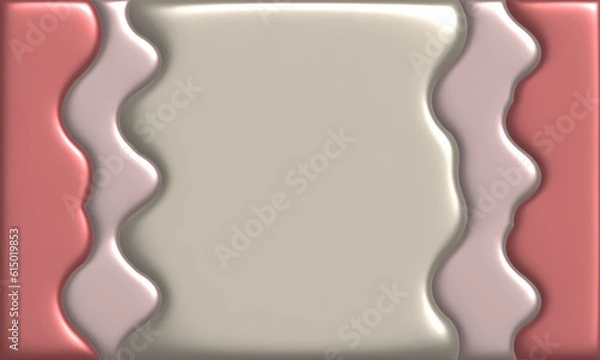 Fototapeta Abstract wave texture pattern border frame, 3D illustrations	