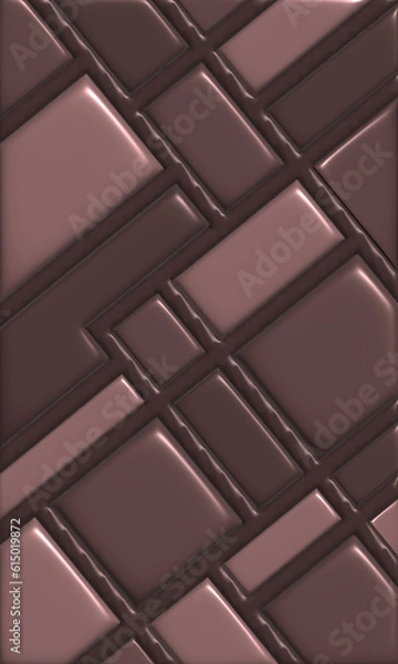 Fototapeta tiles square Brown and Pink metallic as background pattern, 3D illustrations