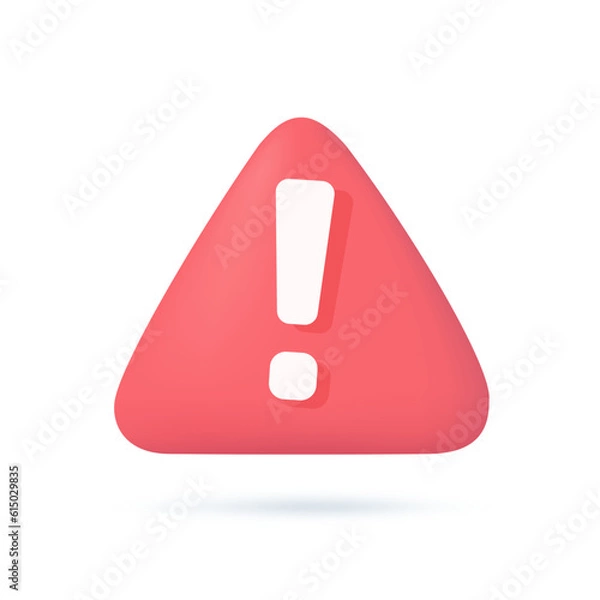 Fototapeta 3D exclamation mark icon on red triangle Surveillance symbol. Security. 3D illustration
