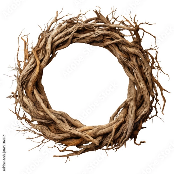 Fototapeta circle of tree roots isolated on transparent background cutout , generative ai