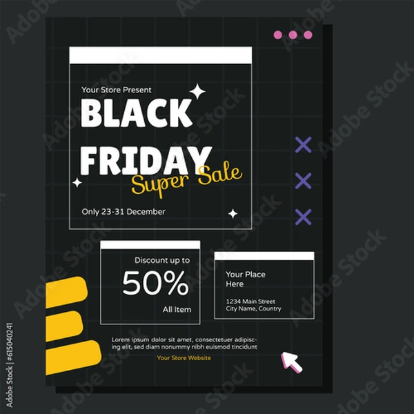 Obraz Black Friday Sale set of posters or flyers design. Vector illustration. Place for text.