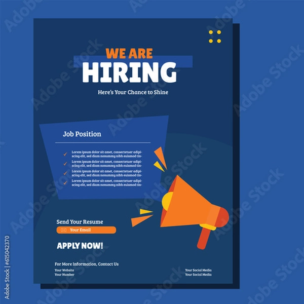 Obraz We are hiring flyer design template bundle. Hiring employee poster leaflet design bundle template