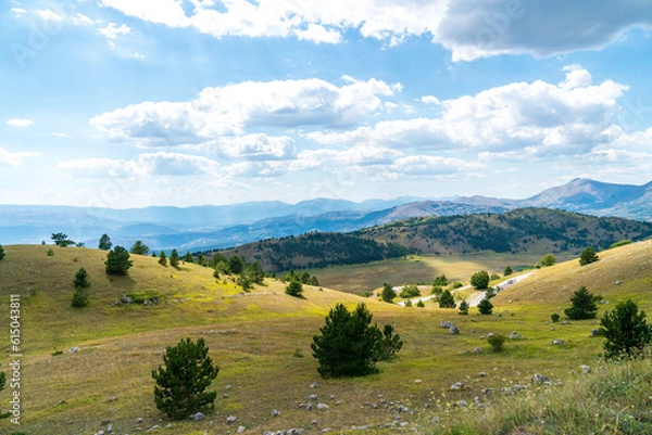 Obraz Views of Campo Imperatore, a high plateau in the province of L'Aquila, in the heart of the Gran Sasso and Monti della Laga National Park, Abruzzo, Italy