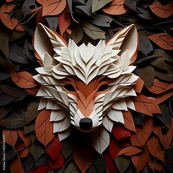Fototapeta fox logo, paper style Generative AI