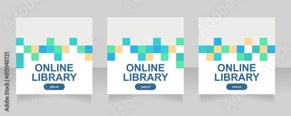Fototapeta Electronic library for kids web banner design template. Vector flyer with text space. Advertising placard with customized copyspace. Promotional printable poster for advertising. Graphic layout