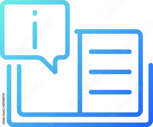 Obraz Text information pixel perfect gradient linear vector icon. Instruction for users. Catalogue of common answers. Thin line color symbol. Modern style pictogram. Vector isolated outline drawing