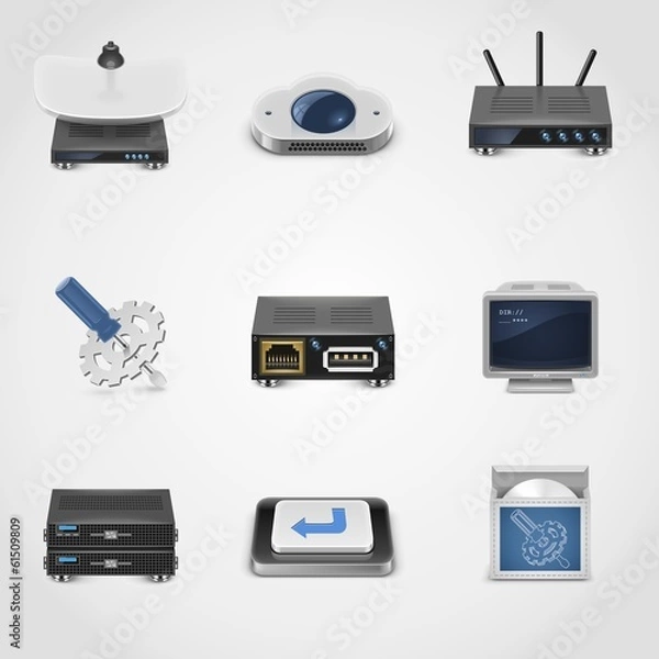 Obraz server net vector icon set