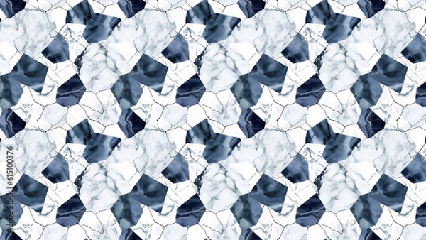 Obraz Blue geometric marble background (Generative AI)