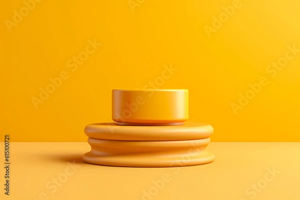 Fototapeta Minimalistic yellow podium geometric shape. abstract yellow background. Generative AI