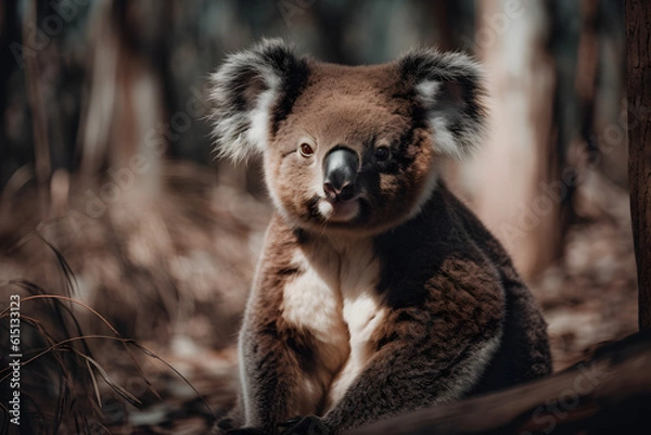 Fototapeta Koala in temperate forest. Generative AI