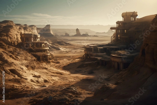 Fototapeta A futuristic city on Mars. Generative AI