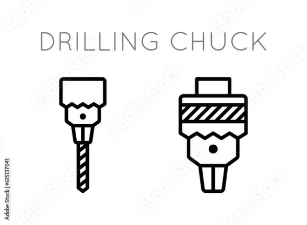 Obraz Drill chuck icons set. Drill chuck, screwdriver, drill.