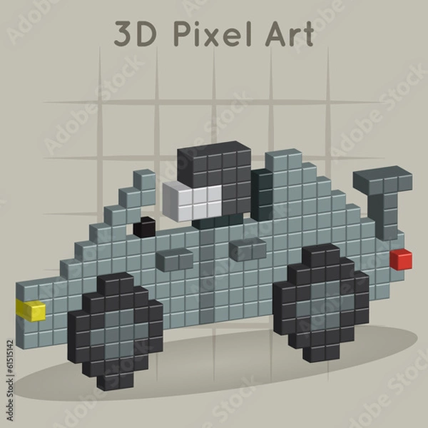 Obraz Race car. 3D Pixel Art
