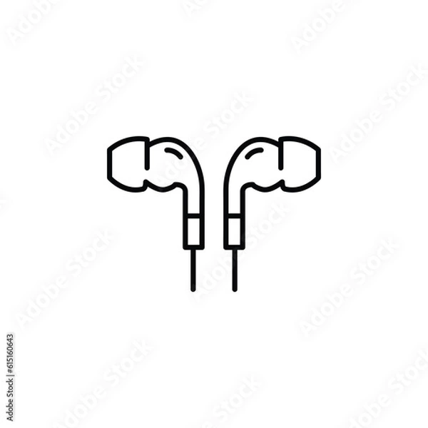 Obraz earphones, line sign, icon vector