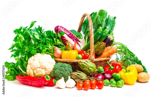 Fototapeta mix of season vegetables in wicker basket