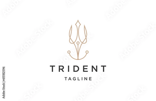 Obraz Trident line logo icon design template flat vector