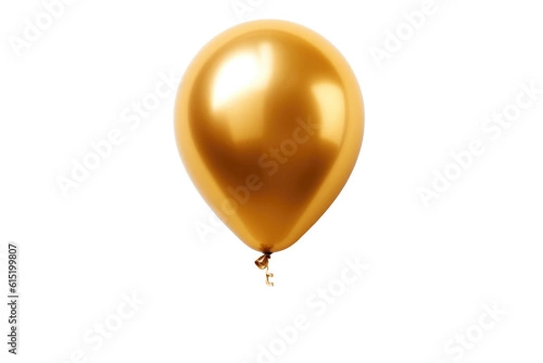 Obraz Złoty hel balon. Balloon Balloon latający na imprezę i uroczystości. Izolowane na białym tle. Generatywny AI