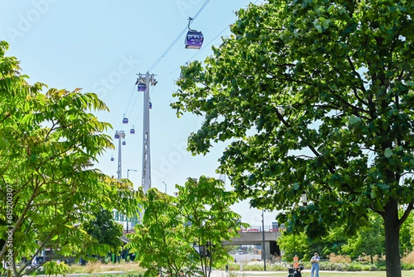 Obraz London, UK, 4 June  2023: IFS Cloud Royal Docks Gondola lift  in Royal Docks, London
