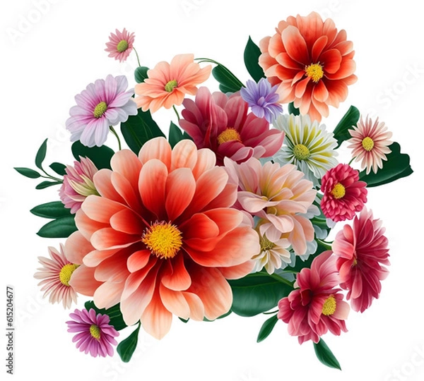 Obraz A bouquet of colorful flowers clipart Generative AI